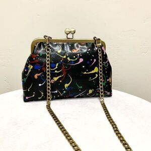 Handmade Genuine Leather Splatter Print, Kisslock Purse/Shoulder Bag/Crossbody